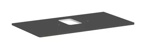 Hansgrohe Konsole in Diamantgrau Matt, flache rechteckige Platte mit mittigem Ausschnitt und zwei Bohrlöchern, geeignet für einen Aufsatzwaschtisch.